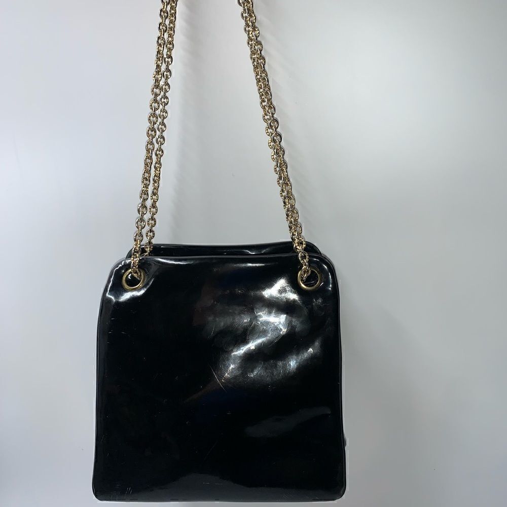Robert Bestein Patent Leather Shoulder Bag Black Medium